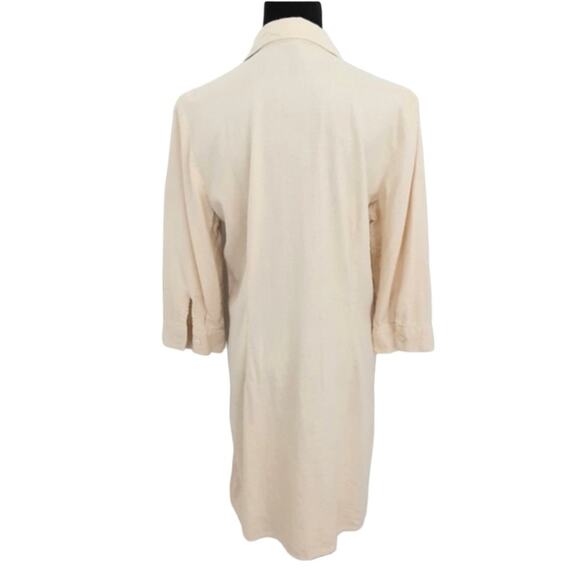 Vintage 1980s Linen Blend Tunic Top Lagenlook Bohemian Button Down M Festival - Picture 2 of 11